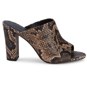 VINCE Heath Snakeskin-Embossed Leather Slides